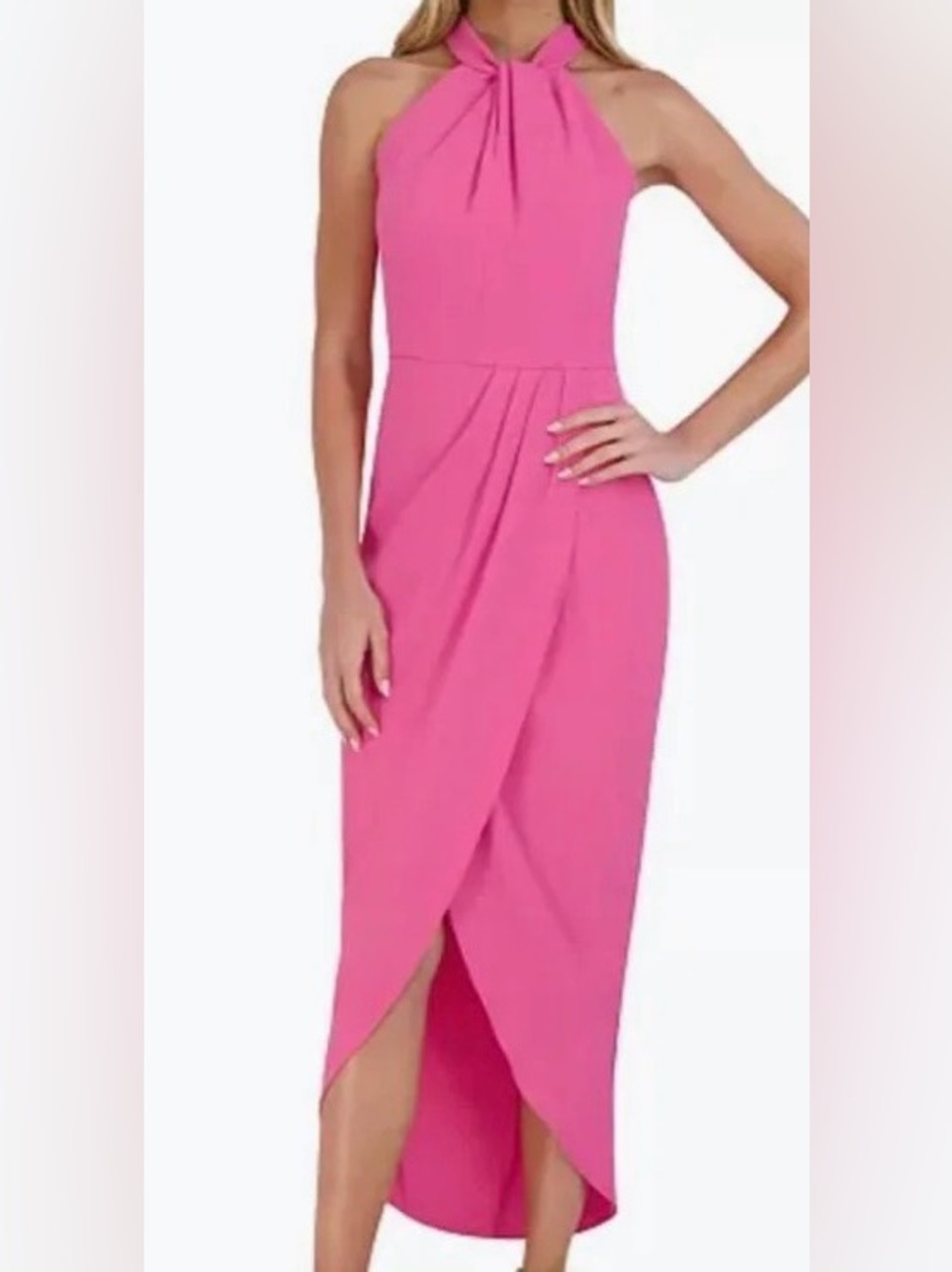 julia jordan Bright Pink Halter Midi Dress